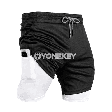 Erkekler üçin sport şortlary, ýeňil we çalt guradýan 2 in 1 model