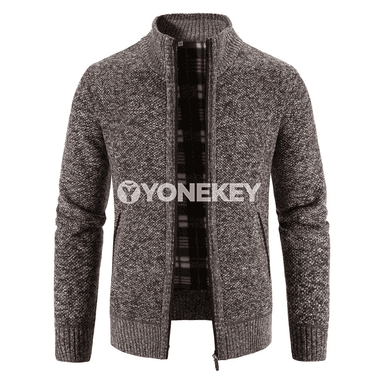 Erkekler üçin ýyly fleece penjek, fermuarly kardigan, güýz-gyş üçin amatly