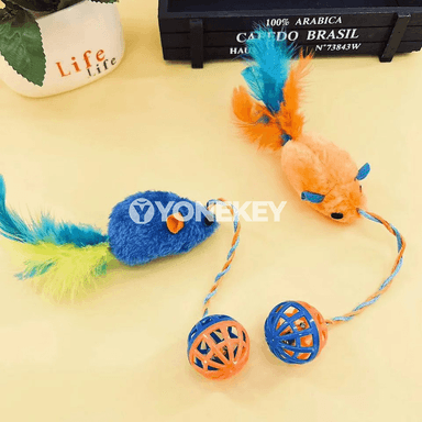 Pişik üçin jiltli plastik syçan oýunjaklary, sesli toplum