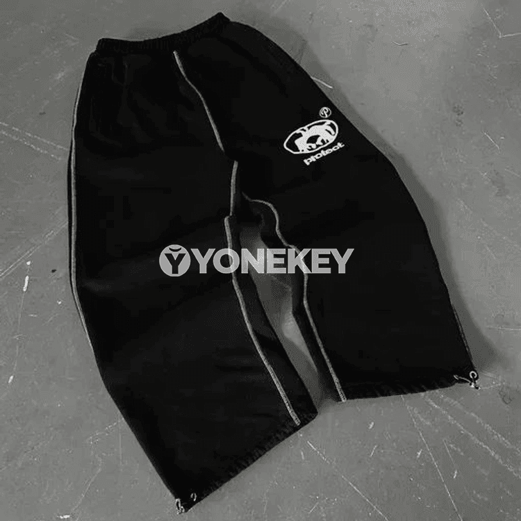 Uniseks giň kesimli kargo sport balaklary, boýunbagly, rahat gündelik stil