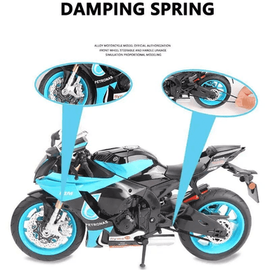 Yamaha YZF-R1M 1:9 metal motosikl modeli, kolleksiýa sowgady