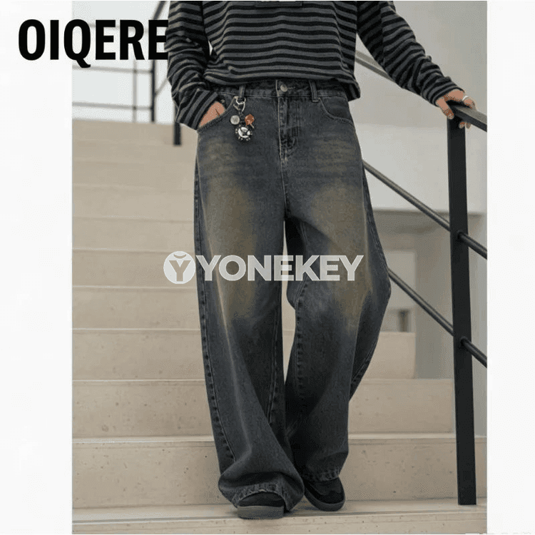 Erkekler üçin giň paçly rahat jeans balaklar