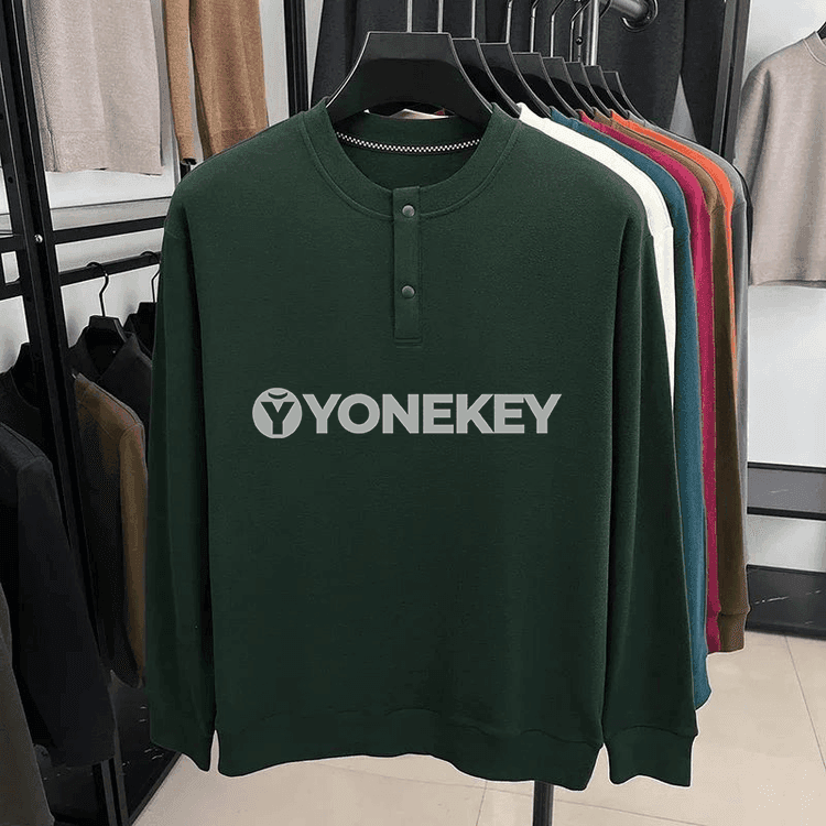 Erkekler üçin ýyly Henley uzun ýeňli gündelik futbolka