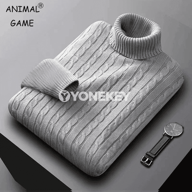 Erkekler üçin ýyly golfli trikotaj switer, güýz-gyş