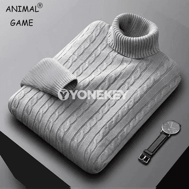 Erkekler üçin ýyly golfli trikotaj switer, güýz-gyş