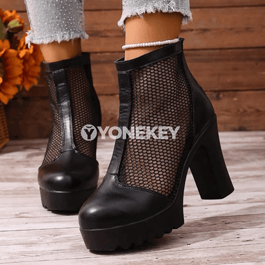 Zenanlar üçin ýokary ökjekli platformaly fermuarly sandals ökjek aýakgaplar