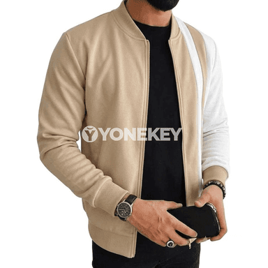 Erkekler üçin ýaz/gyş bomber görnüşli ýeňil kurtka, doly zipli
