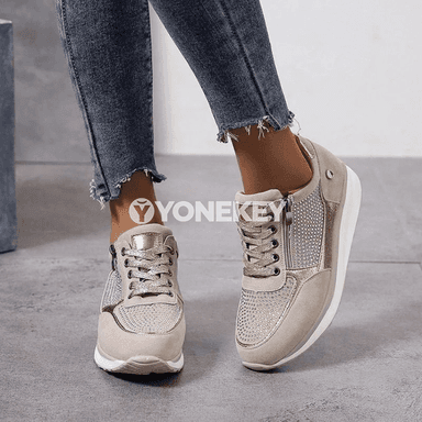 Zenanlar üçin moda crystal bezegli platforma krossowkalar