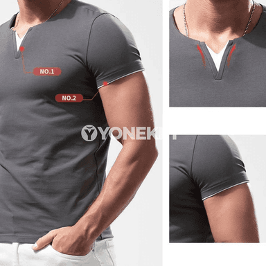 Erkekler üçin gysga ýeňli, slim fit, gündelik futbolka