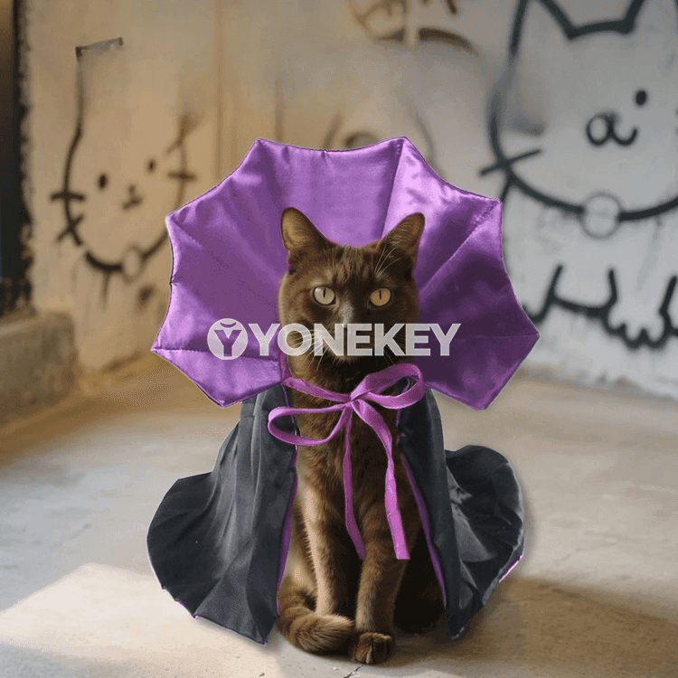 It we pişik üçin Halloween peleriniň lybasy, kiçi itler üçin