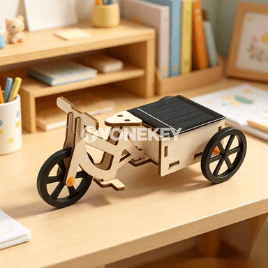 Gün energiýasy bilen işleýän çagalar üçin üç tigirli ylmy gurnama modeli