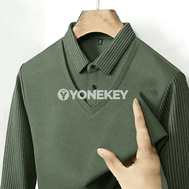 Erkekler üçin ýeňil zolakly uzyn ýeňli köýnek, casual stil