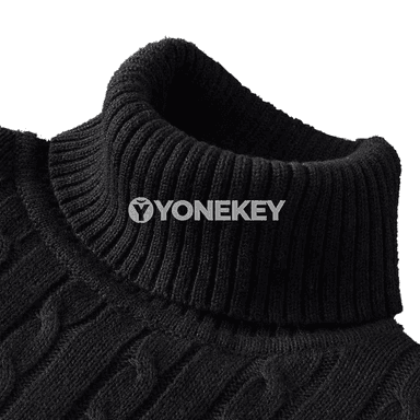 Erkekler üçin ýyly boýunly trikotaž sviter, slim fit, güýz-gyş üçin