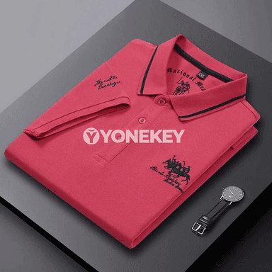 Erkekler üçin tomus ýeňil nakışly polo futbolka