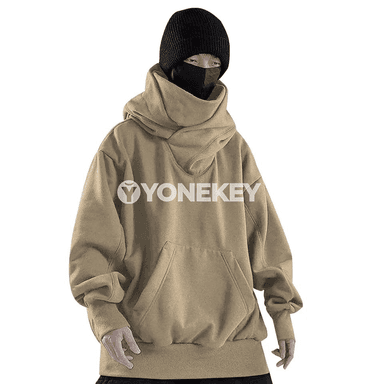 Erkekler üçin ýumşak fleece hudi, giň kesimli gündelik sweatshirt