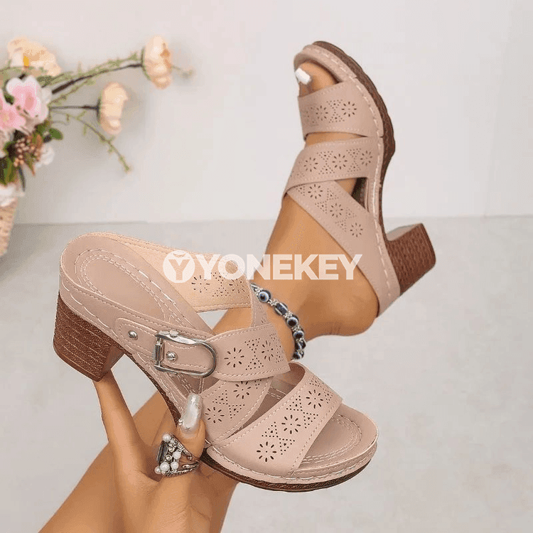 Zenanlar üçin ýeňil platformaly ýazki sandal, giň ölçegli