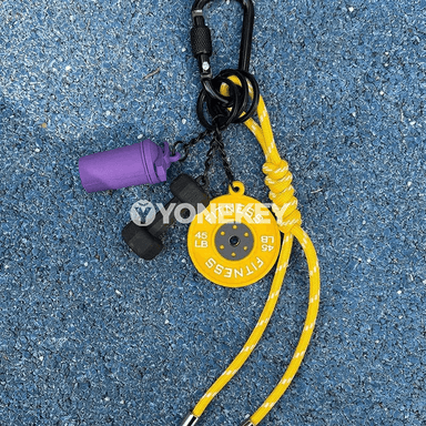 Fitnes stili açarbrelok, elde ýasalan örülen şnurly sumka bezegi