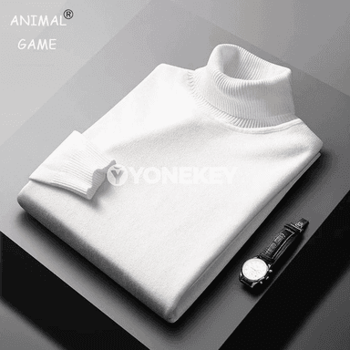 Erkekler üçin ýyly turtleneck sviter, tekiz reňkli uzyn ýeňli