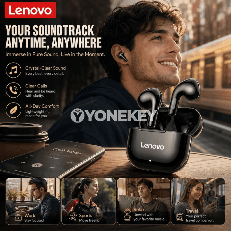 Lenovo LP40 simsiz TWS gulaklyklar, Bluetooth 5.4, touch dolandyryşly