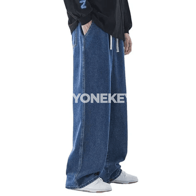 Erkekler üçin giň kesimli moda jeans, 3XL çenli