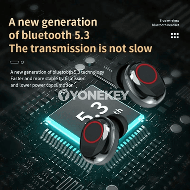 TWS simsiz Bluetooth nauşnikler, mikrofonly, sport üçin
