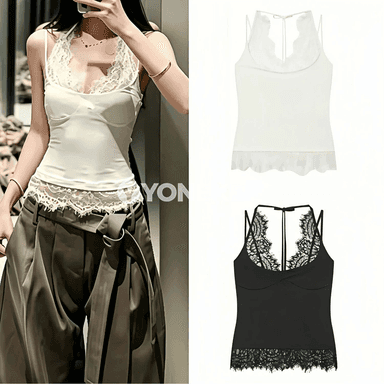 Zenanlar üçin dantelli halter top, tomusky moda görnüşi