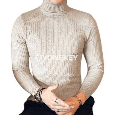 Erkekler üçin ýyly turtlenek boýunly switer, galyň, gündelik stil