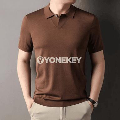 Erkekler üçin ýeňil, dem alýan polo futbolka, ýüpek dokaly gündelik stil
