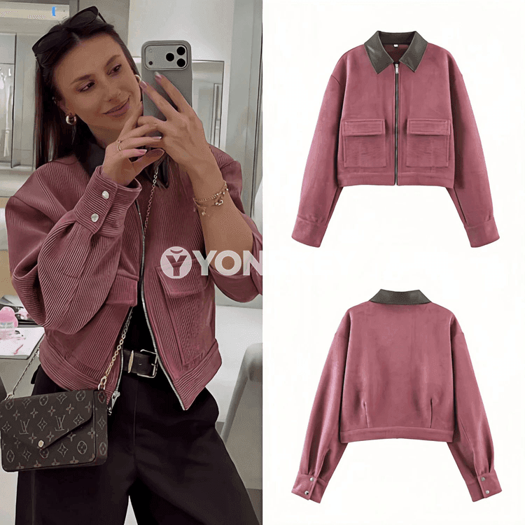 Zenanlar üçin ýaz- güýz ýeňil jaket, uzyn ýeňli, döwrebap we amatly