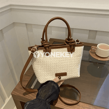 Aýal-gyzlar üçin samandan örülen bucket crossbody sumka