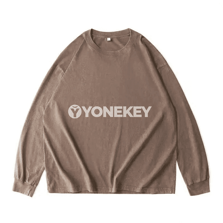 Vintage giň kesimli erkek futbolka, 100% pagta, uzyn ýeňli