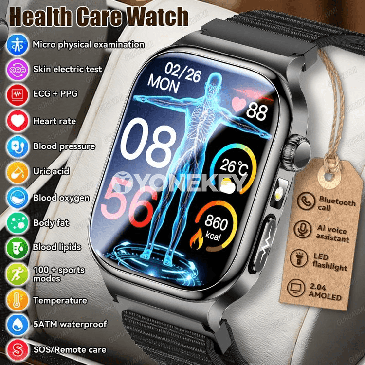 GUHUAVMI TK18 saglyk akylly sagat, ECG+PPG, Bluetooth jaňly