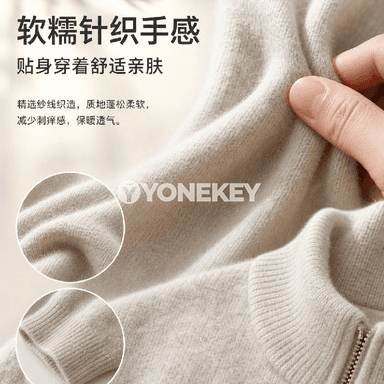 Erkekler üçin täze moda fermuarly ýüň garydyly jempir🧥