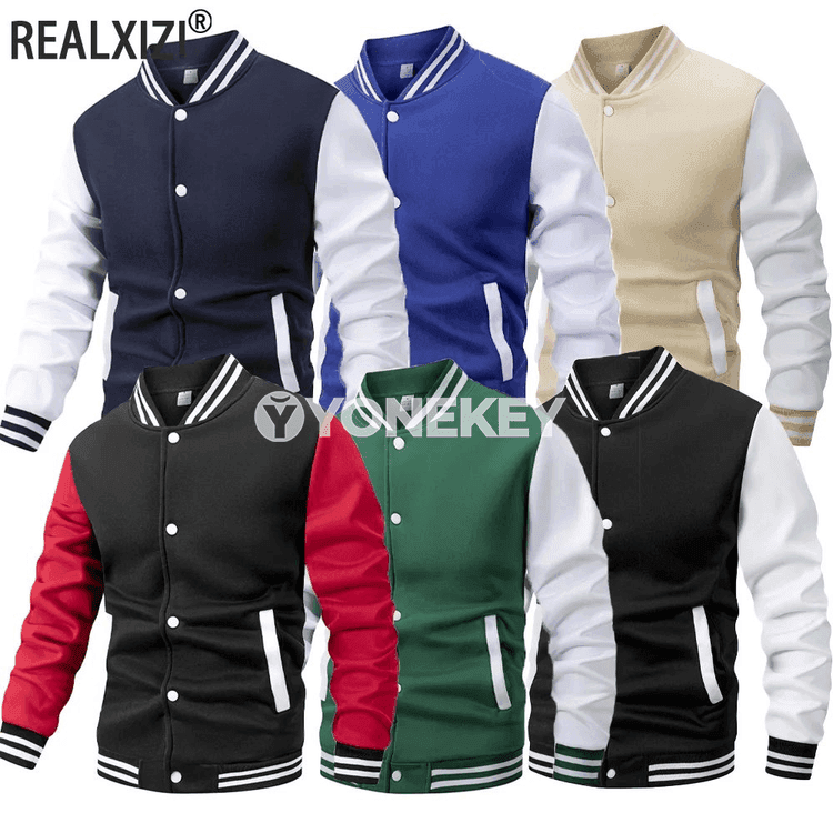 Erkekler üçin ýaz- güýz gündelik bomber jaket, giň biçim