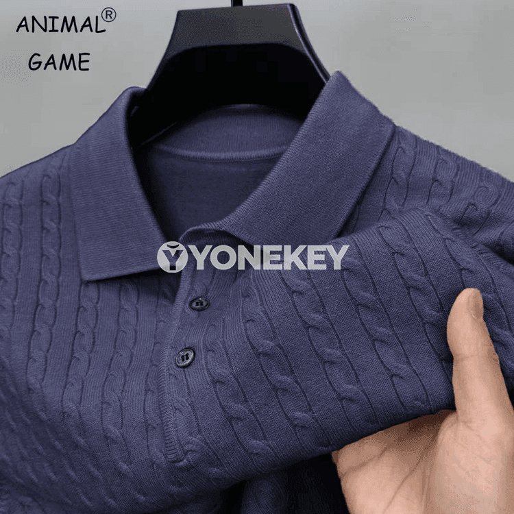 Erkekler üçin V boýun örme pullover switer, ýyly we klassik gyş modeli