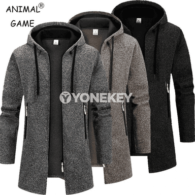 Erkekler üçin ýyly kapýuşonly hudi, güýz-gyz üçin uzyn ýeňli jaket