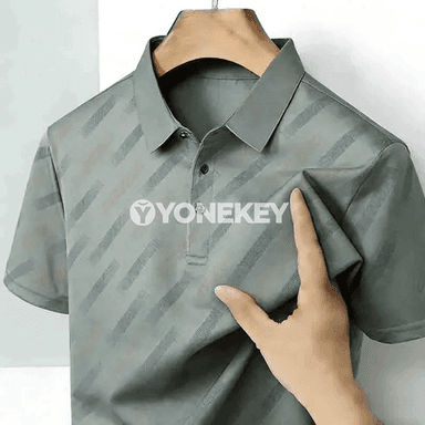 Erkekler üçin nagyşly polo futbolka, ýeňil we rahat gündelik stil