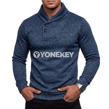 Erkekler üçin ýyly boýunly trikotaž sweatshirt, güýz-gyş üçin