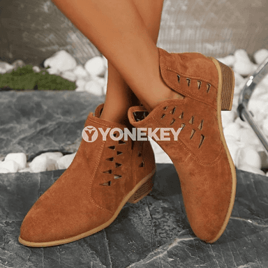 Zenanlar üçin zamşly döwrebap ankle botinkalar, rahat we süýşmeýän