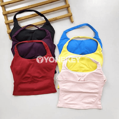 Halterli sport bra topy, naýlon, orta goldawly, dem alýan