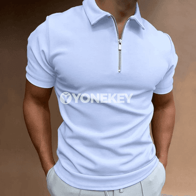 Erkekler üçin dar kesimli half-zip polo köýnek, gara, 8 reňk
