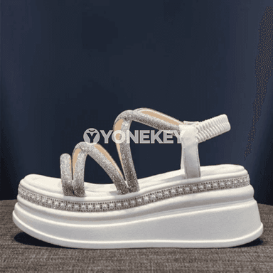 Aýal üçin platformaly roman sandal, açyk uçly, tomusky pes ökjeli