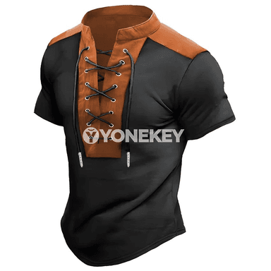 Erkekler üçin vintage gysga ýeňli çaply futbolka, ýazgyly rahat top