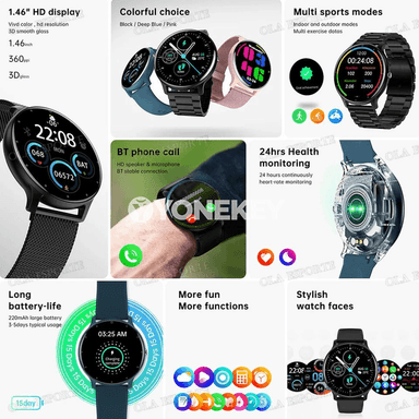 Erkekler we zenanlar üçin Bluetooth jaňly akylly sagat, sport görnüşli