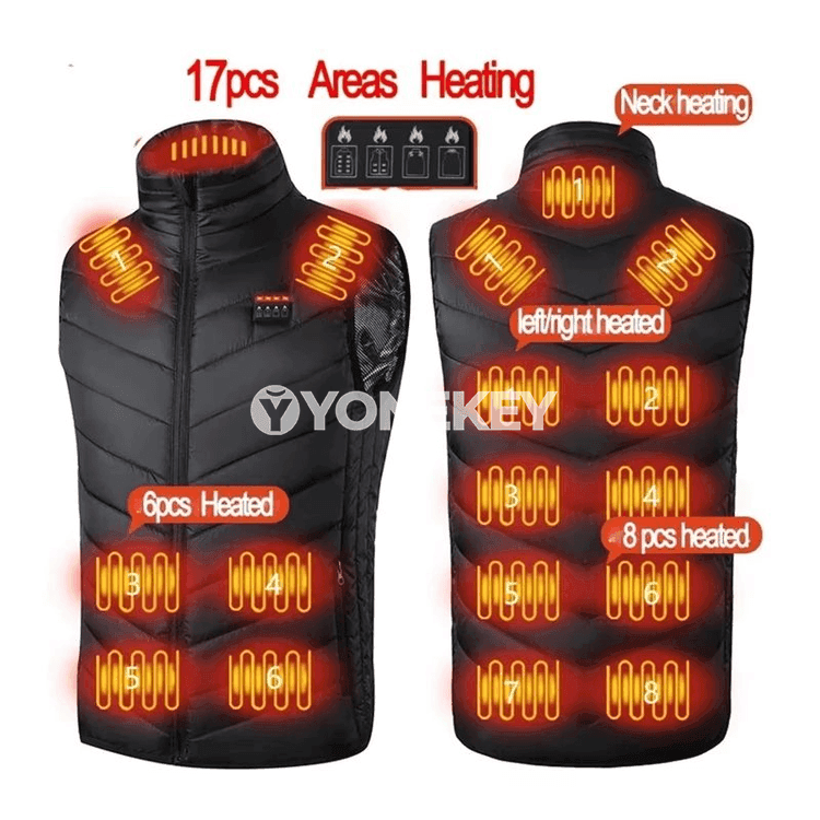 Erkekler üçin USB ýyladyş ýeňsiz jaket, gyş üçin ýyly ýylylyk vest