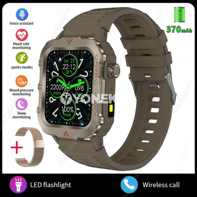 Erkekler üçin akylly sagat, Bluetooth jaňly, sport görnüşli, LED çyraly
