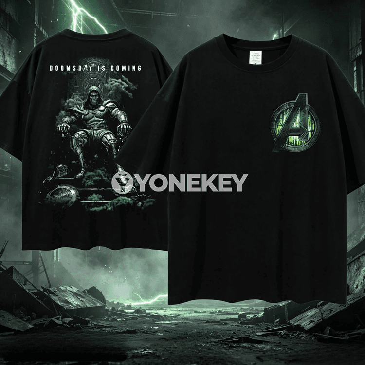 Avengers Doomsday erkekler we zenanlar üçin giň kesimli pagta futbolka
