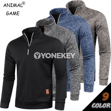 Erkekler üçin ýeňil, ýyly zipli switer — güýz/gyş üçin