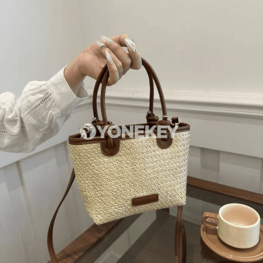 Aýal-gyzlar üçin samandan örülen bucket crossbody sumka