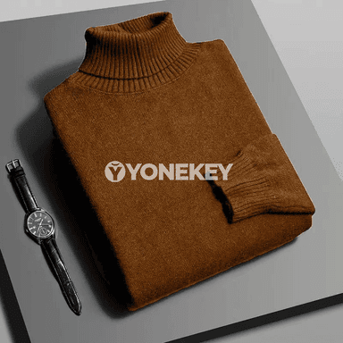 Erkekler üçin güýzlik ýokary boýunly inçe switer, ýumşak we ýyly